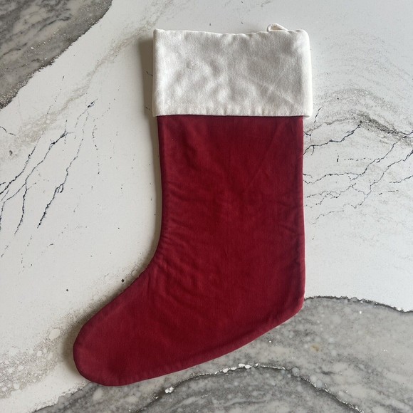 Pottery Barn Sentiment Love Joy Quilted Red Red Christmas Stocking 19.5" #7392 - Picture 2 of 8